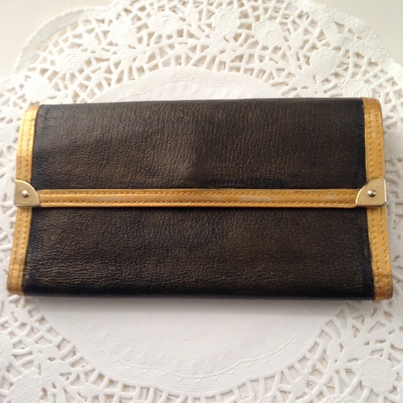 Louis Vuitton Black-Beige Tri-fold Wallet